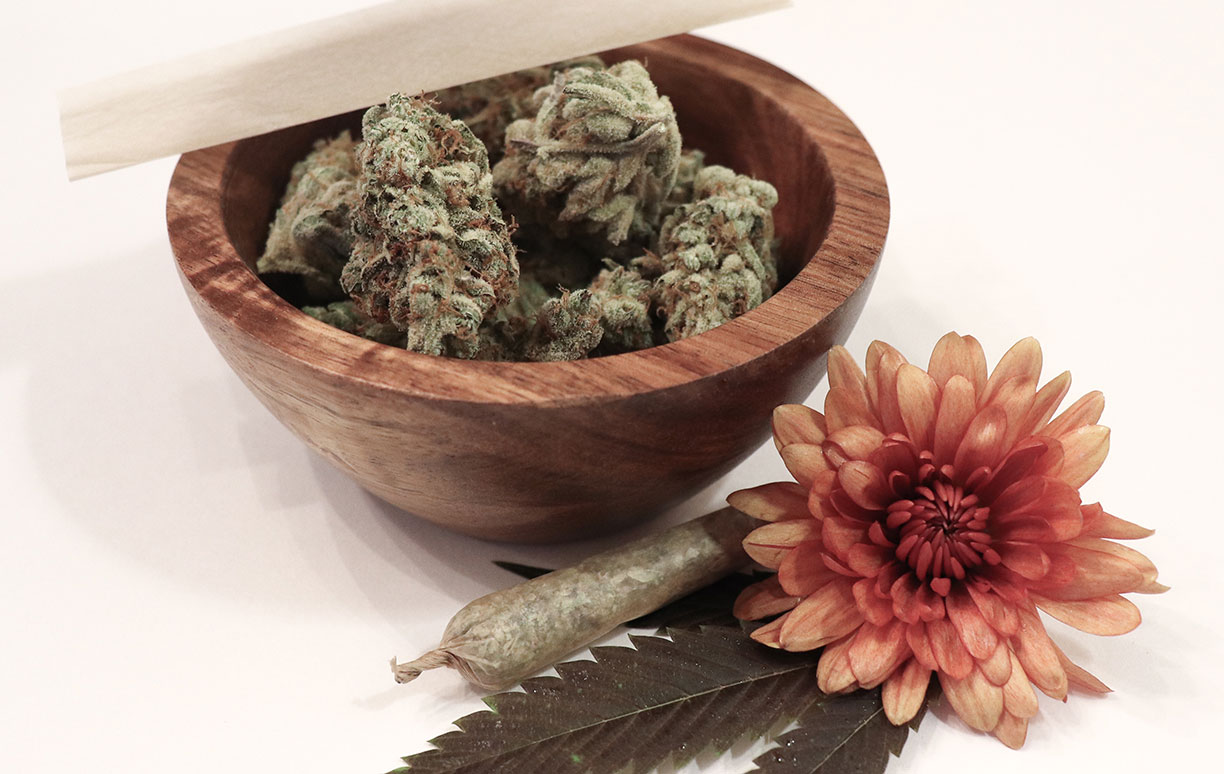 Cannabis in Bowl with Flower Cannabis in Bowl with Flower